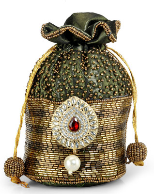 

Ahankara Pouch Potli(Green, Gold), Gold;green