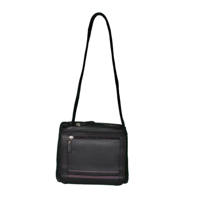 

Style 98 Style 98 Black and Purple Genuine leather Shoulder Bag For Women Waterproof Sling Bag(Black, 5 inch)