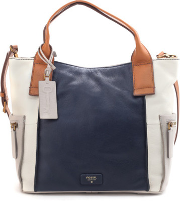 

Fossil Tote(White, Grey, Blue), Blue;grey;white