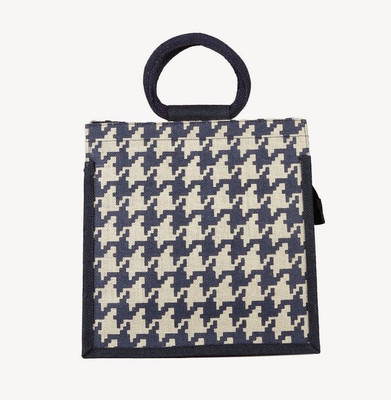 

Jute Tree Hand-held Bag(White, Blue), Blue;white
