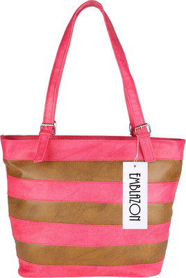 

Emblazon Hand-held Bag(Pink, Brown), Brown;pink