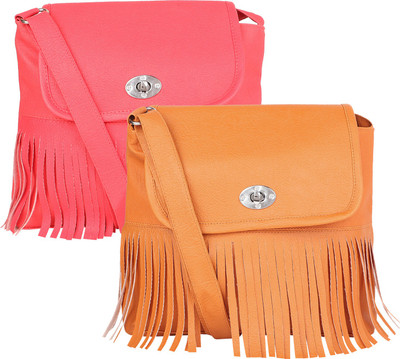 

Fairdeals Shoulder Bag(Pink, Orange), Orange;pink