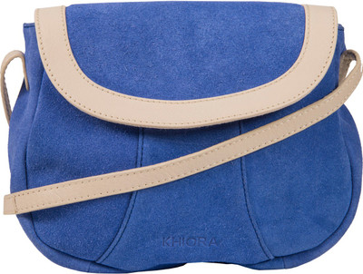 

Khiora Women Casual Blue Genuine Leather Sling Bag