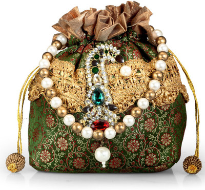 

Ahankara Pouch Potli(Green, Gold), Gold;green