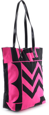 

Kanvas Katha Tote(Pink, Black), Black;pink