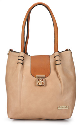 65% OFF on Calvino Hand-held Bag(Orange, Beige)