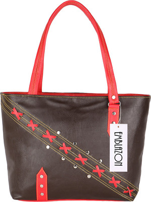

Emblazon Hand-held Bag(Red, Brown), Brown;red