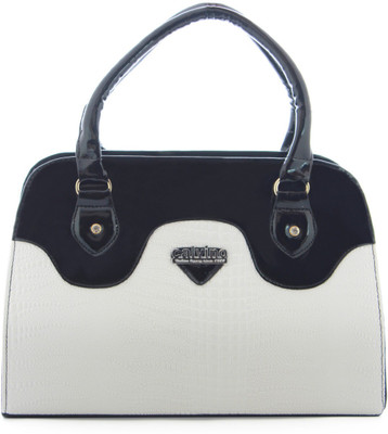

Calvino Hand-held Bag(White, Black), Black;white