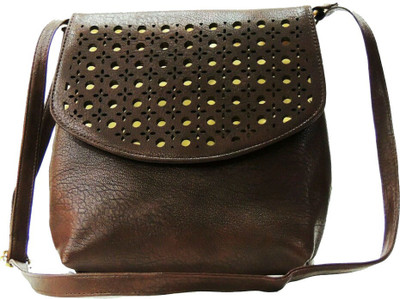 

Yours Luggage Women Casual Brown Leatherette, Cotton Sling Bag