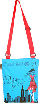 

Kanvas Katha Sling Bag(Pink, Blue), Blue;pink