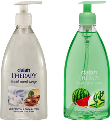 

Dalan Therapy Liquid Soap Combo Pack of Silk Protein & Shea Butter Watermelon & Bamboo(800 ml, Pump Dispenser, Pack of 2)