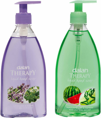 

Dalan Therapy Liquid Soap Combo Pack of Lavender & Thyme and Watermelon & Bamboo(800 ml, Bottle, Pack of 2)