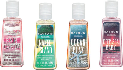 

Rayron Combo Set of Hand Sanitizer Set of 4 30ml(RC+NI+OP+DSB)(30 ml, Bottle, Pack of 4)