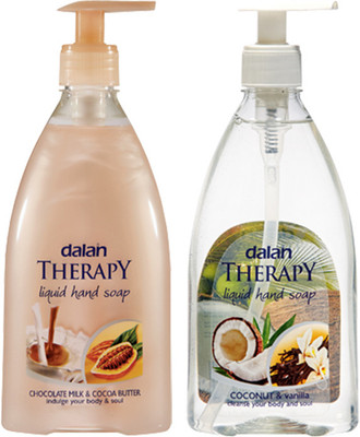 

Dalan Therapy Liquid Soap - Combo Pack of Chocolate Milk & Cocoa Butter and Coconut (400 ml) each & Vanilla Imported from Turkey(800 ml, Bottle)