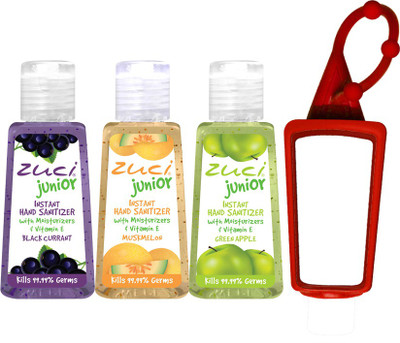 

Zuci Junior Hand Sanitizer Pack of 3 with Free BagTag - Black Current, Muskmelon, Green Apple(30 ml, Bottle)