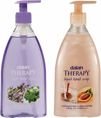 

Dalan Therapy Liquid Soap Combo Pack of Lavender & Thyme and Chocolate Milk & Cocoa Butter(800 ml, Bottle)