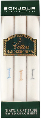 BONJOUR Initial (I) [ White ] Handkerchief(Pack of 3)