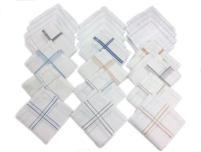KUBER INDUSTRIES Stylish [ White ] Handkerchief(Pack of 24)