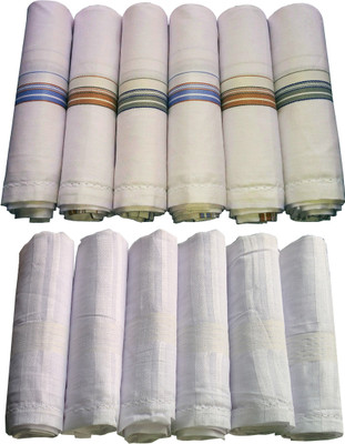 

XYZ Textiles Men's Plain White and Colored Combo Rumal Handkerchief(Pack of 12)