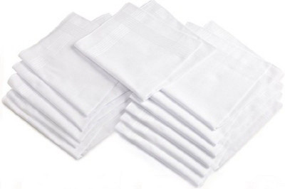MEG White with border [ White ] Handkerchief(Pack of 12)