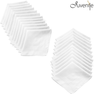 Juvenile Handkerchief Gift For Dad Cotton Handkerchief Men [ White ] Handkerchief(Pack of 24)