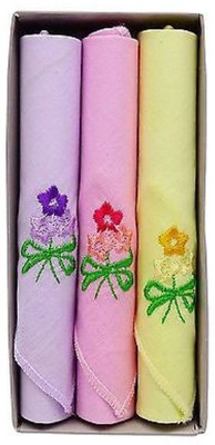 Global Gifts Basic [ Blue , Pink , Yellow ] Handkerchief(Pack of 3)