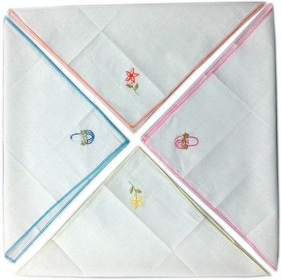 

Blacksmith 100% Embroidered Cotton Ladies Handkerchief in 4 Colors Handkerchief(Pack of 4)
