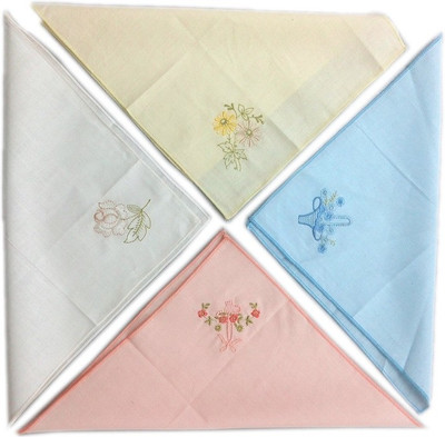 

Blacksmith 100% Embroidered Cotton Ladies Handkerchief in 4 Colors Handkerchief(Pack of 4)