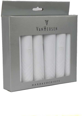 VAN HEUSEN Mens Cotton Hanky [ White ] Handkerchief(Pack of 6)