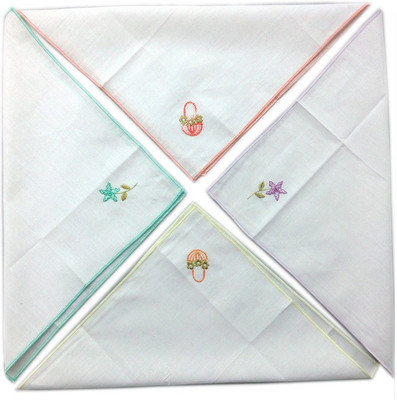 

Blacksmith 100% Embroidered Cotton Ladies Handkerchief in 4 Colors Handkerchief(Pack of 4)