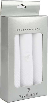 VAN HEUSEN Mens Cotton Hanky [ White ] Handkerchief(Pack of 3)