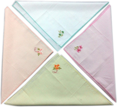 

Blacksmith 100% Embroidered Cotton Ladies Handkerchief in 4 Colors Handkerchief(Pack of 4)