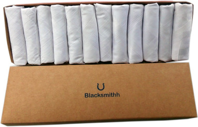 

Blacksmith 100% Mercerized Cotton Solid White Handkerchief(Pack of 12)