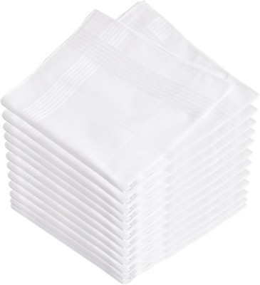 Kraftivity Premium Exquisite Pure [ White ] Handkerchief(Pack of 12)