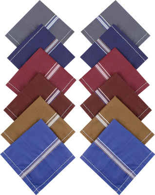 Solo Men's Cotton Handkerchiefs (Multi-color) Pack of 12 [ Multicolor ] Handkerchief(Pack of 12)