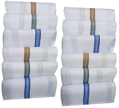 Modish Vogue strip 2 [ White ] Handkerchief(Pack of 12)