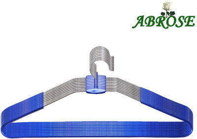 

Abrose Steel Pack of 10 Cloth Hangers(Silver, Blue)