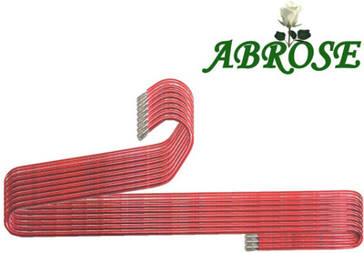 Abrose Steel Pack of 10 Cloth Hangers(Red)