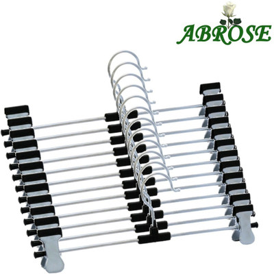 

Abrose Steel Pack of 12 Cloth Hangers(Silver, Black)
