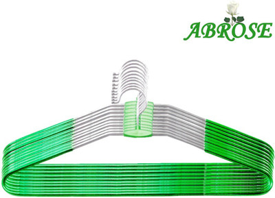 

Abrose Steel Pack of 10 Cloth Hangers(Silver, Green)