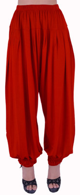 

Shyie Solid Cotton Viscose Blend, Lycra Blend Women Harem Pants, Blood red