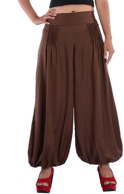 

Indi Bargain Solid Cotton Viscose Blend Women Harem Pants, Brown
