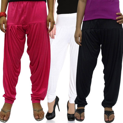 

WellFitLook Solid Cotton Viscose Blend Women Harem Pants, Black;pink;white