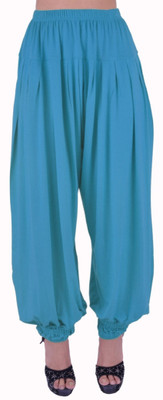 

Shyie Solid Cotton Viscose Blend, Lycra Blend Women Harem Pants, Firozi turquoise