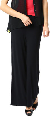 

Espresso Solid Cotton Viscose Blend Women Harem Pants, Black