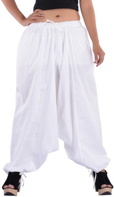 

Indi Bargain Solid Cotton Blend Women Harem Pants, White
