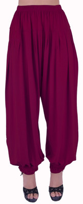 

Shyie Solid Cotton Viscose Blend, Lycra Blend Women Harem Pants, Plum wine
