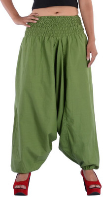 

Indi Bargain Solid Cotton Women's Harem Pants, Green