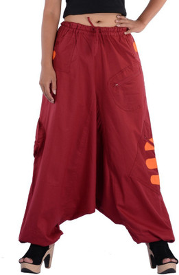 

Indi Bargain Solid Cotton Blend Women Harem Pants, Maroon