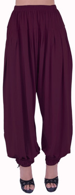 

Shyie Solid Cotton Viscose Blend, Lycra Blend Women Harem Pants, Eggplant purple